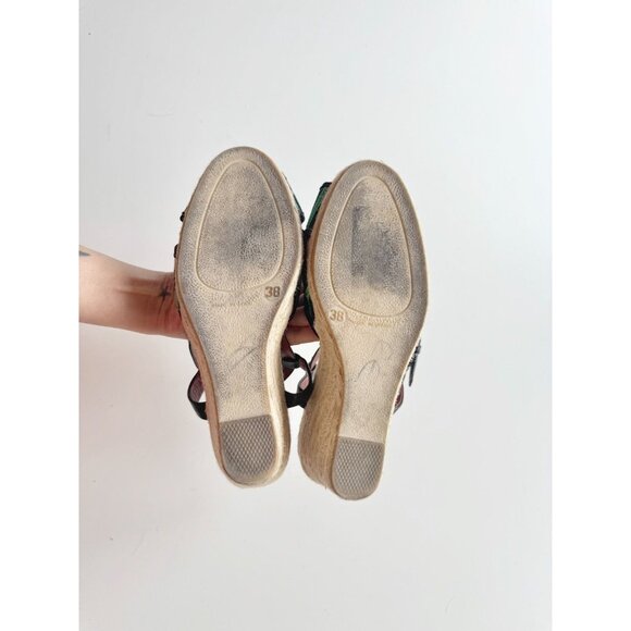 MARC BY MARC JACOBS Striped Grosgrain Leather Espadrille Wedge Sandals, Size 38 - Picture 13 of 15